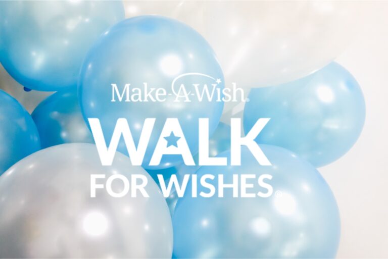 Walk for Wishes logo on balloons