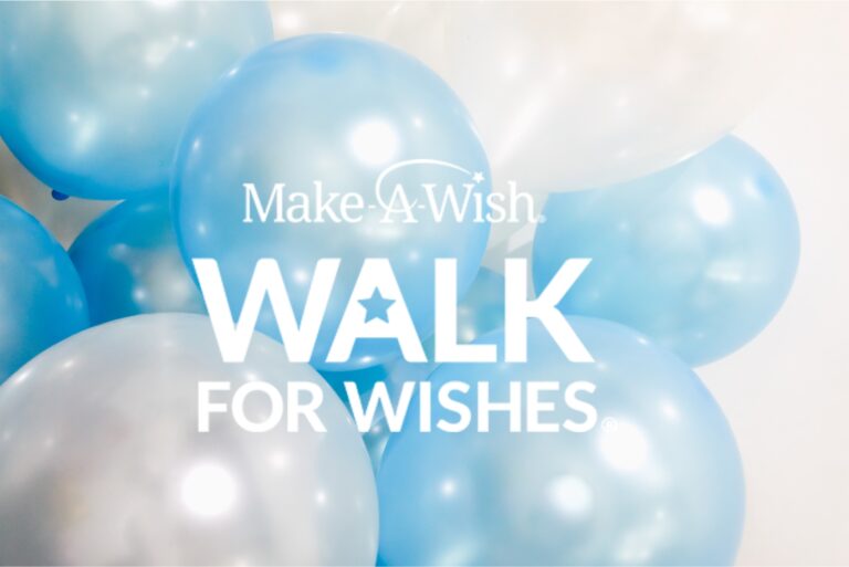 Walk for Wishes logo on balloons