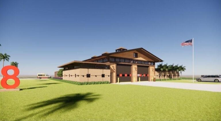 Render image of Fire Station No. 8 in McAllen